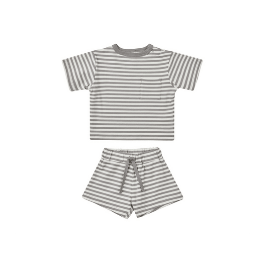 Boxy Tee Baby Set - Lagoon Stripe