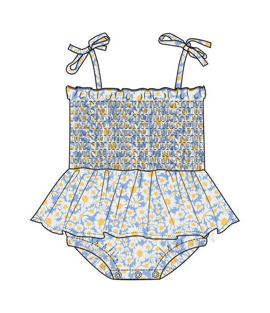 Smock Bubble  w/Skirt- Shasta Daisy