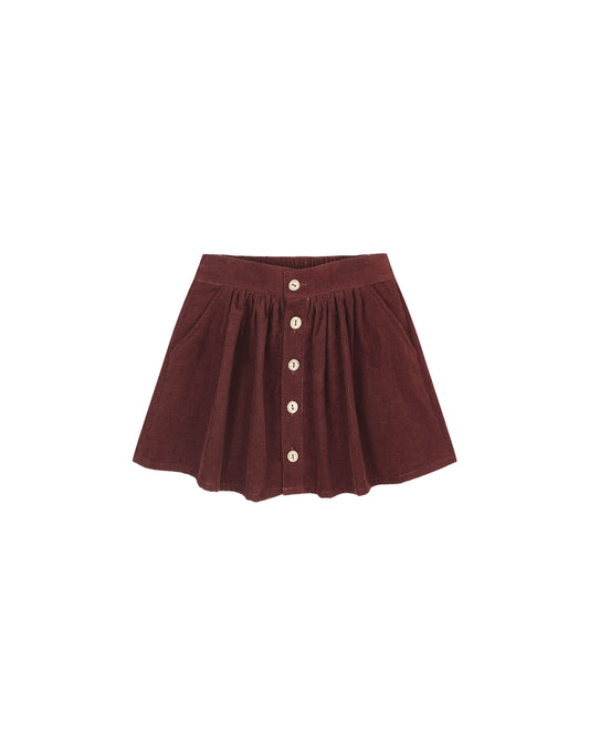 Button Mini Skirt- Burgundy
