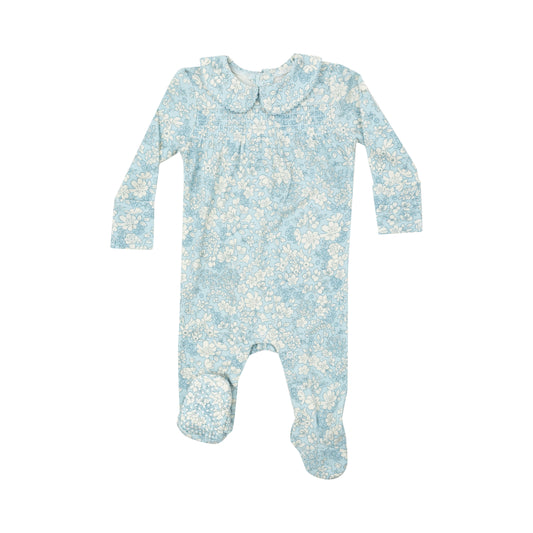 AD Smocked Footie - Blue Meadow Floral