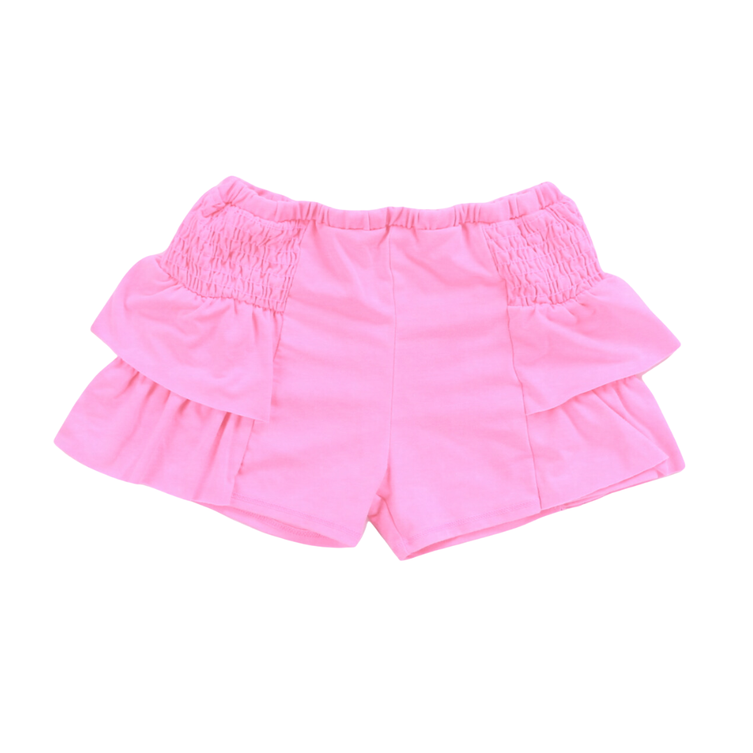 Smock Ruffle Short - Neon Pink