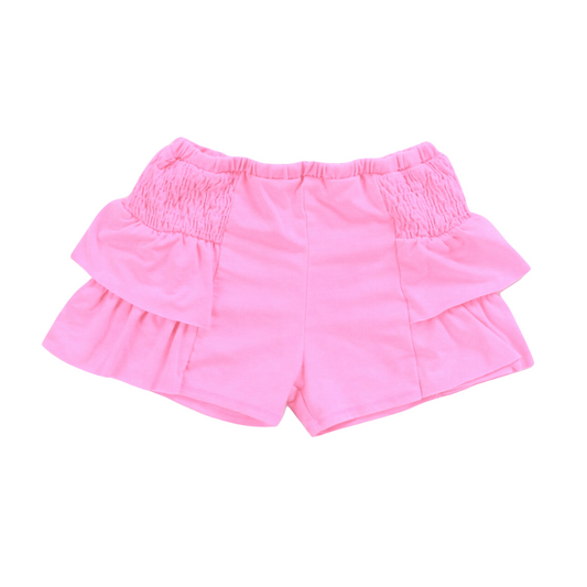 Smock Ruffle Short - Neon Pink