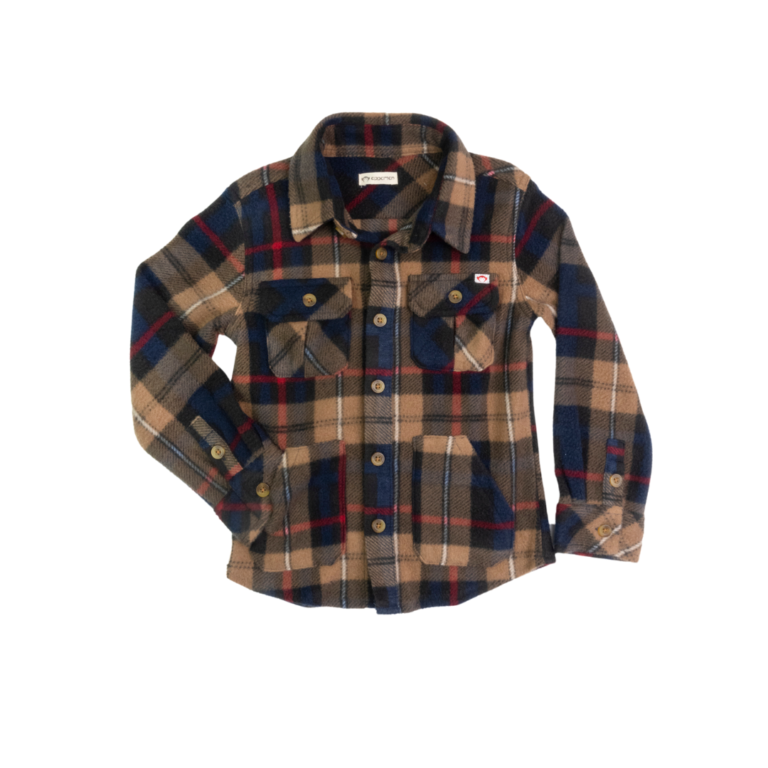 Snow Fleece Shirt - Navy/Khaki Plaid