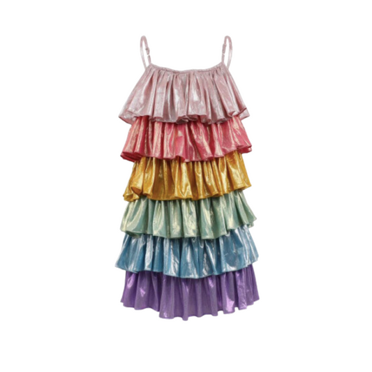 Rainbow Metallic Tier Dress