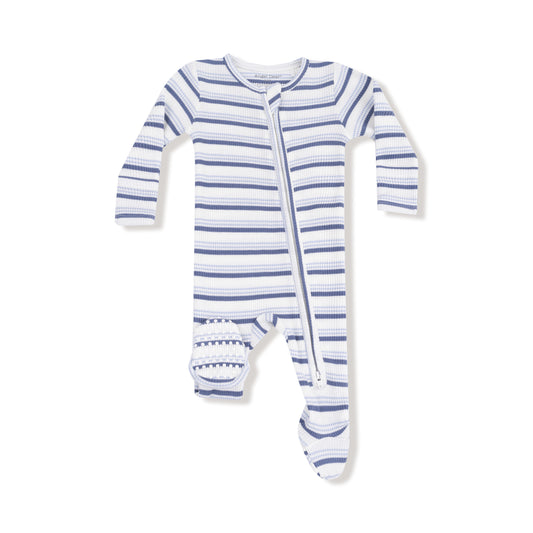 AD Zip Footie - Vintage Stripe Blue