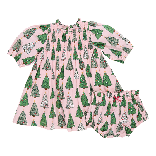 Baby Stevie Dress - Pink Trees