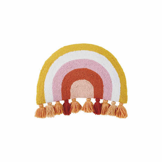 Warm Rainbow With Tassels Pillow