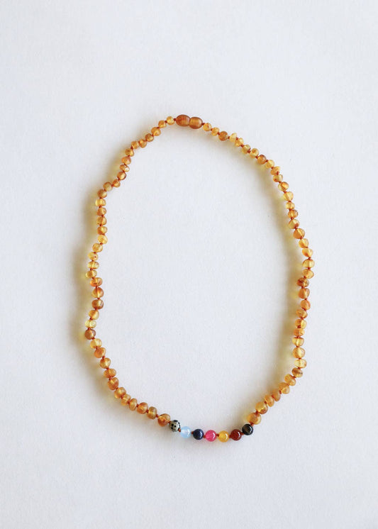 Raw Honey Amber + Vintage Necklace