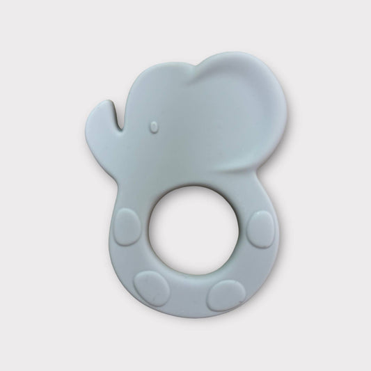 Silicone Elephant Teething Ring - Light Gray