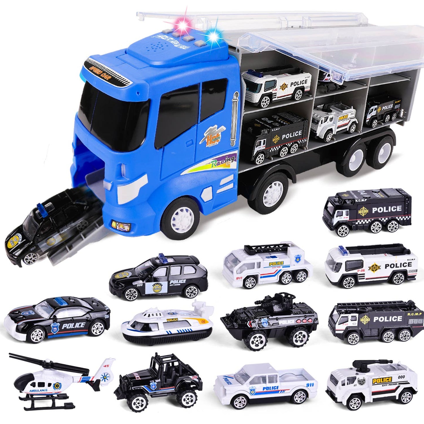 Police Car Transport Truck Car Carrier