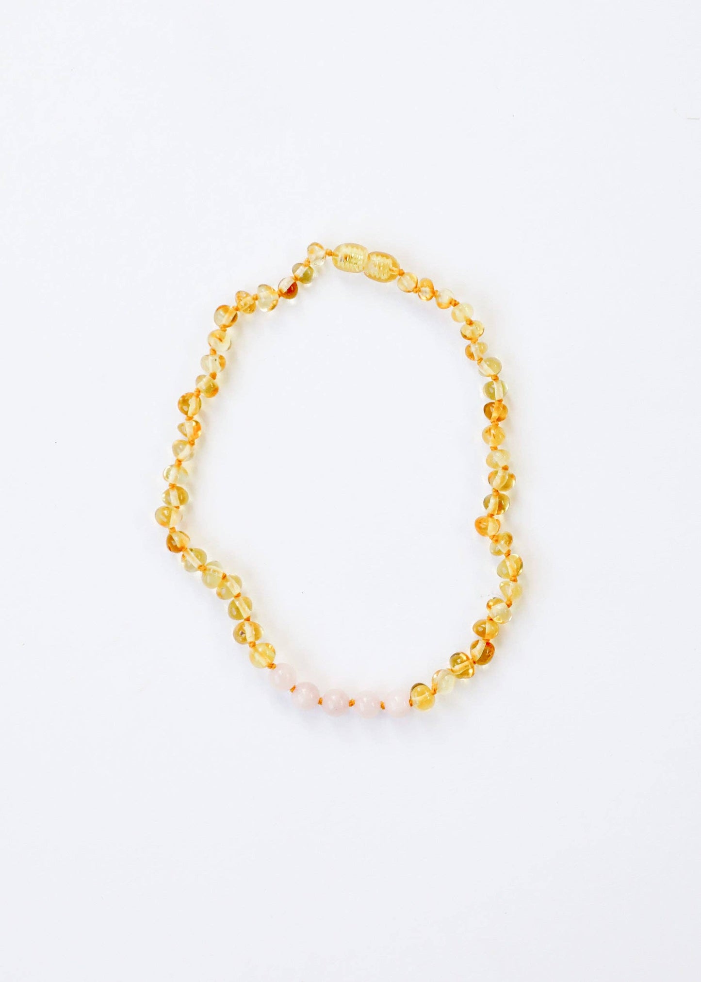 Raw Amber + Rose Quartz Necklace