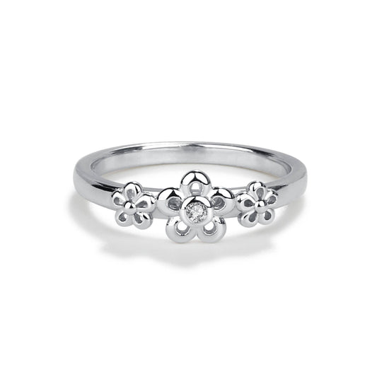 Sterling Silver Baby Ring w/Daisy Flowers for Children: 2