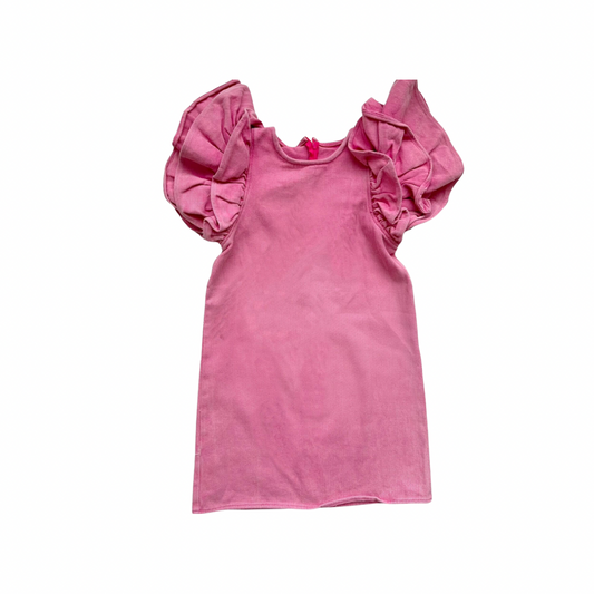 Pink Ruffle Denim Dress
