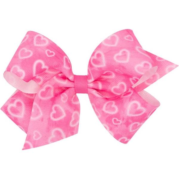 Pink and White Heart Bow